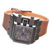 Wide Leather Strap Rectangle Watch