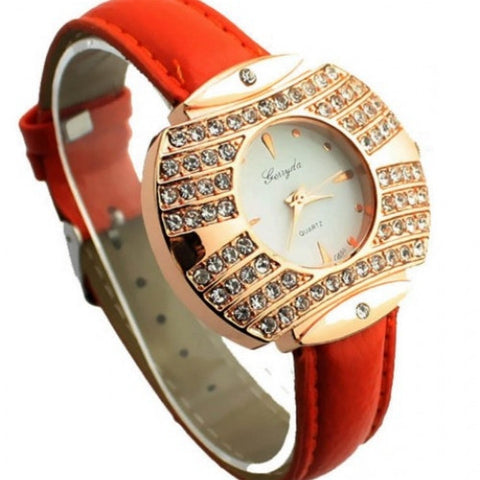 Leather Belt Crystal Women Watch