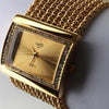 Gold Plated Rhinestone Case Alloy Band Wristwatch